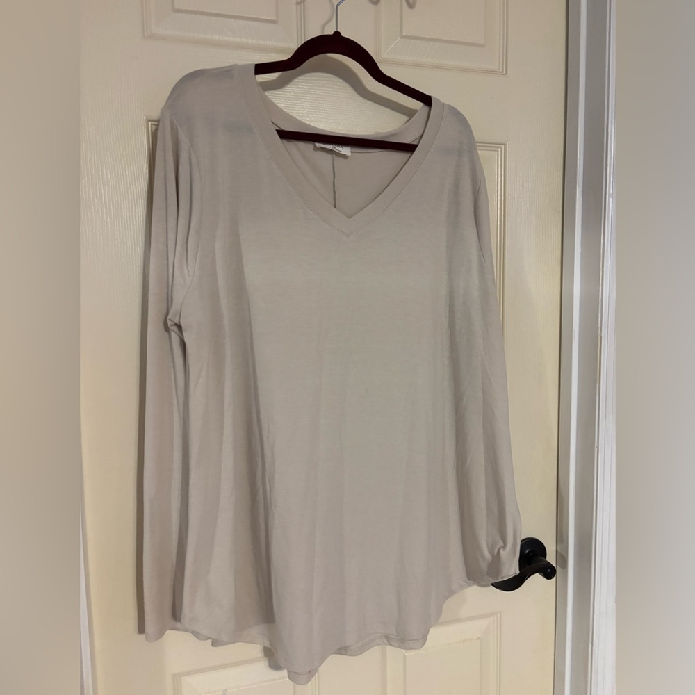 Zenana Cream Long Sleeve V-Neck